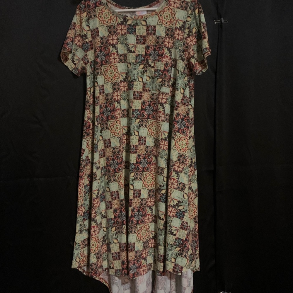 Lularoe dress with front pocket.  Extremely comfortable! I wore it once